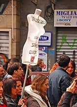 Mass Street Demonstration by Italians especially women against Italian Prime Minister Silvio Berlusconi, Napoli, Italy