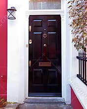Notting hill, London, colorful vintage house black door