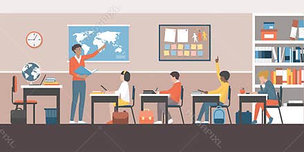 Teacher and pupils in the classroom