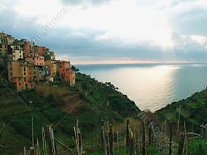 Sunset at Cinque Terre in north-west Italy