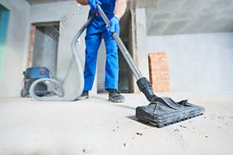 Construction cleaning service. dust removal with vacuum cleaner