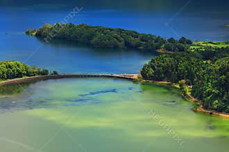 Sete Cidades landscape in a beautiful sunny day