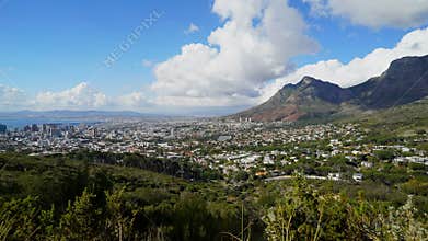 Time lapse pan of the clouds over Cape Town