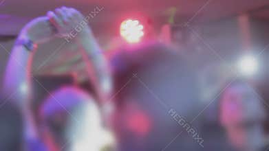 Crowd clubbing, applauding, waving hands, dancefloor atmosphere
