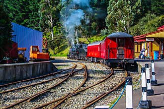Train leaving the station, Wellington City, Wellington, New Zealand