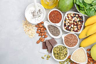 Healthy food nutrition dieting concept. Top view, flat lay, copy space.