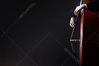 Double bass player playing contrabass