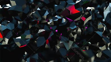 Abstract scifi background with glass and crystals in ruby and gemstone design
