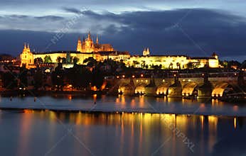 Prague castle at night