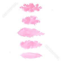 Set of hand painted pink vector watercolor brush stroke textures