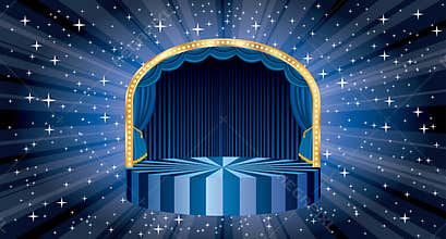 Blue burst wide stage