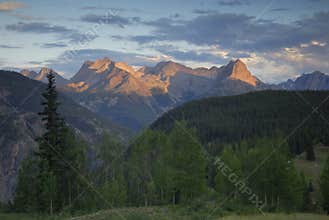 Sunset view in San Juan Mountains in Colorado