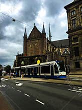 Tram station at dem square Amsterdam