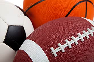 Assorted Sports Balls on White