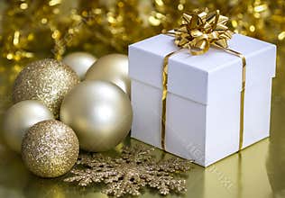 Christmas Gift Box and Baubles