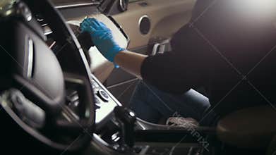 Car detailing - cleaning vehicle head panel