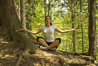 Yoga position in nature