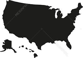 United States of America map with hawaii
