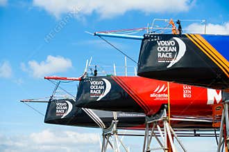 Closeup of the Bow of Volvo Ocean Race Boats