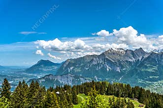 Gorgeous mountain landscape with a fantastic view of the Swiss Alps