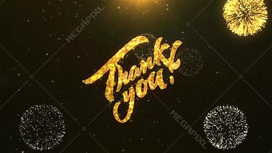 Thank You Celebration, Wishes, Greeting Text on Golden Firework