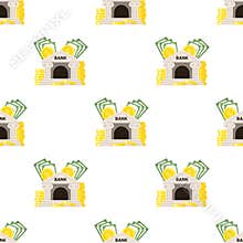 Bank and Money Icon Seamless Pattern