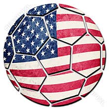 Soccer ball national USA flag. American football ball.