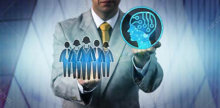 Manager Raising AI Technology Above A Work Team