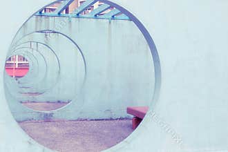Concrete walls with circular hole at Hong Kong