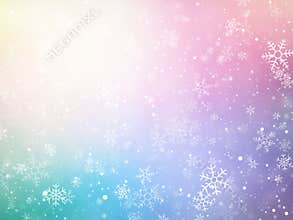 Color Christmas background with snowflakes
