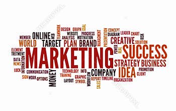 Word cloud business concept. Marketing advertisement from text