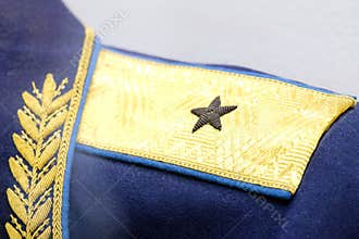Shallow depth of field. Pogon on obmudirovanii the Soviet soldier of the higher rank with the five-pointed star. Symbol of Major-G