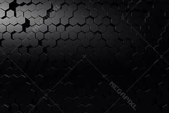 Abstract geometric surface. Hexagonal black background. 3D Rendering
