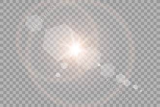 Vector transparent sunlight special lens flare light effect. Sun flash with rays and spotlight