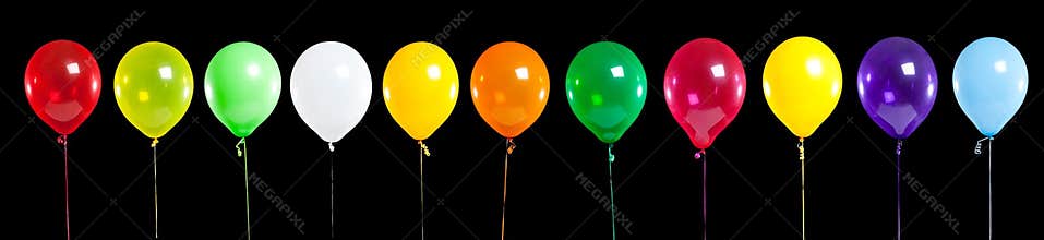 Colorful Party Balloons on Black