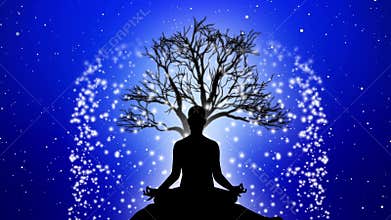 Silhouette Meditation Animation With Particle