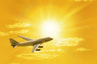 Traveling Flying Airplane Sunset Sky