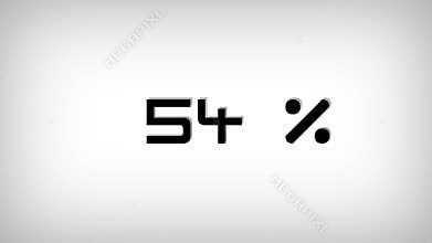 Counting from 0 to 100 Percent in Numbers. White background