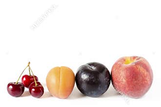 Cherries and peach with plum