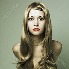 Beautiful woman with magnificent blond hair