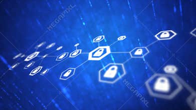 4K Abstract background hexagon shape with lock icon connection metaphor network security cyber technology futuristic concept with