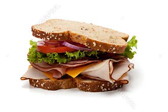 A turkey sandwich on whole-grain bread