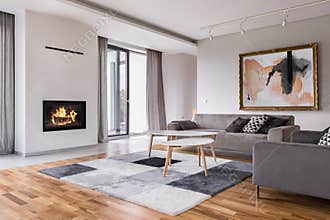 Living room with fireplace