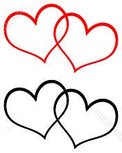 Red and black two hearts clip art