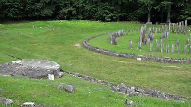 Sarmizegetusa Regia, first ancient Dacian capital fortress ruins, pan
