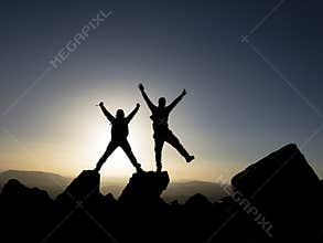 Success and happiness of reaching the summit