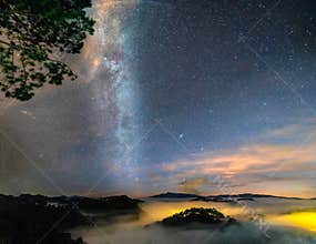 Night landscape with the Milky Way in the sky