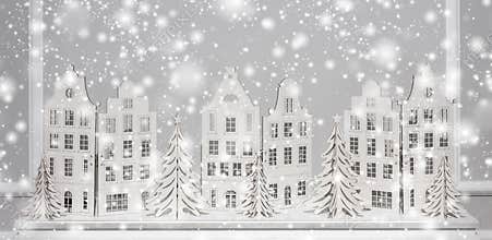 Christmas background of paper decorations. Xmas and Happy New Year composition