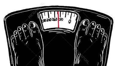 Fat Obese Feet Weighing Scale Drawing 2D Animation