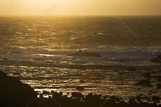 Rotskust in de Azoren; Rocky coast in the Azores